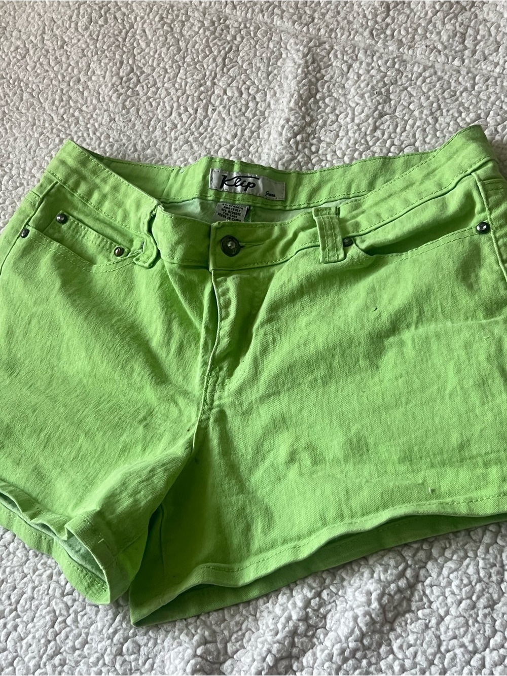 Kilp Neon Lime Green Women's Denim Shorts